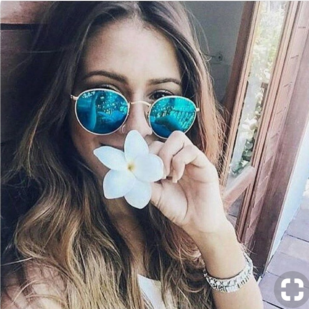 Rayban Round Blue Mirror Sunglasses